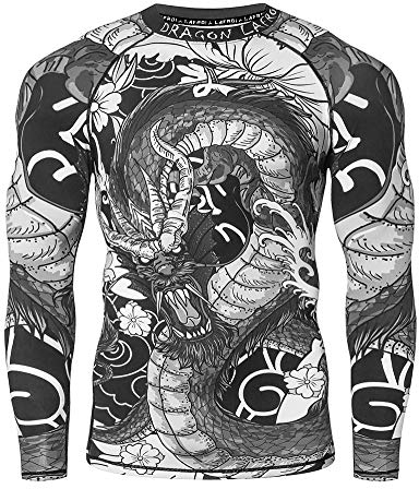 LAFROI Men's Long Sleeve UPF 50+ Baselayer Performance Compression Shirt Rash Guard-CLY08 (Dragon,MD)