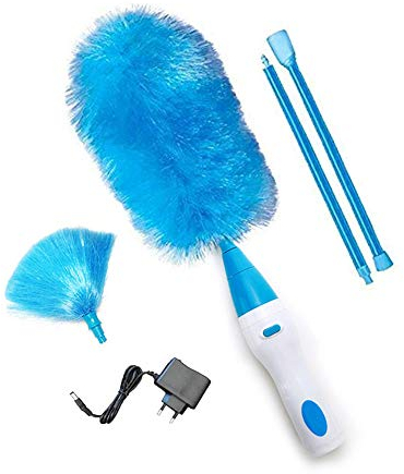 Spolverino Elettrico, Spolverino Elettrico rotante Ricaricabile 360° Rauotabile Duster piumino spolverare con prolunghe per casa, ufficio, Auto