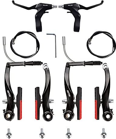 RUJOI Cykelbromssats V-typ, 110 mm V-bromsbehållare, 72 mm cykelbromskuddar sats, aluminium cykelbromshängare, F/R bromsbostad och kabel, bromsar V-typ ersättningsset för MTB, road cykel, BMX, E cykel