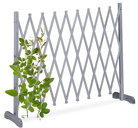Relaxdays Grigliato in Legno per Rampicanti, Allungabile 275 cm, Graticolato per Piante, Giardino e Balcone, Grigio