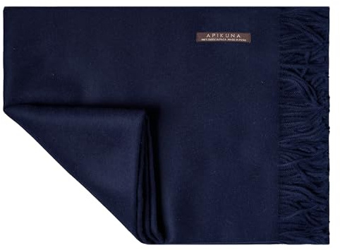 Apikuna® Alpaka Wolldecke aus 100% feinster Baby Alpaka Wolle - 180 x 130 cm in Blau - kuschelig weiche & warme Decke - Sofadecke Alpakadecke Kuscheldecke Alpaka Decke Baby Alpaka Decke