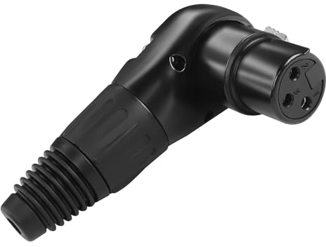 QIANRENON Adaptador para micrófono XLR de 90° con conector para soldadura de 3 pines, toma de ángulo recto, 5 posiciones multi-ángulo ajustable