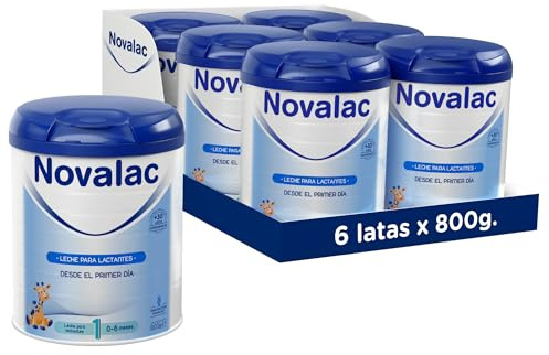 Novalac 1 - Leche en polvo de Iniciación para Bebés 0-6 Meses. Contribuye al normal desarrollo. Fórmula Elaborada con Pediatras - 6 x 800 g