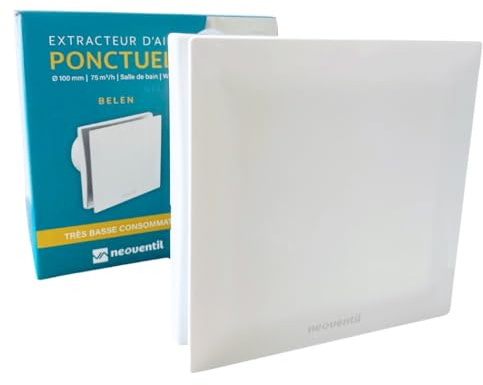 neoventil BELEN B - V1 - Extracteur d'air Intermittent pour Salle de Bain, WC et Cuisine - Interrupteur - Silencieux - Résistant à l'Eau - Installation Murale et Plafond