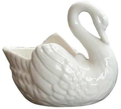 TPIONEER White Pink Blue Swan Ceramic Ornaments Decoration Desktop Storage Box Tealight Candles Holder Flower Pot Home Decor Furnishings