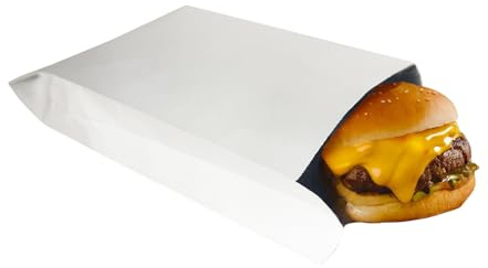 WACCOMT Pack 20 stycken oljetålig kraftpapper aluminiumfolie påsar öppen topp Mylar värmeförseglade påsar för matförvaring bakning förpackning (vit, 19 x 30 x 5 cm (7,5 x 11,8 x 2 tum))