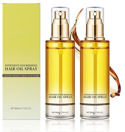Intensiv Pflegendes Haaröl-Spray mit Ingwerwurzelöl, Haaröl Repair & Anti-Frizz, Langzeit-Glanz bei Flug-Haar, Sprüh-Konditioner ohne Silikone, mit Blumenduft (80ml, 2pc)