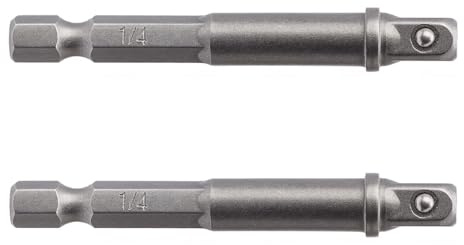 2PCS 1/4 Inch Impact Socket Adapter - Drill Bit Hex to Socket Converter - Alloy Steel Extension for Screwdrivers and Power Drills