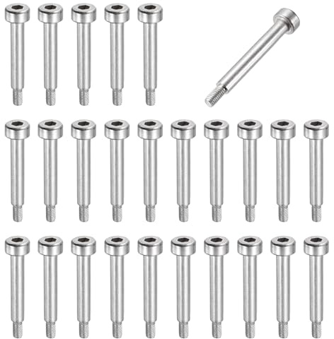 QUARKZMAN 26pcs Tornillo Hombro Acero Inoxidable 304 Diámetro Hombro 4mm Longitud Hombro 20mm Roscado M3x0.5 Tornillos Hombro Con Cabeza Hexagonal Para Industrias Maquinaria Moldeo
