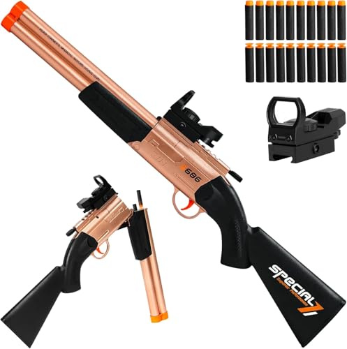 Blaster giocattolo in schiuma a doppio cilindro con Geen Dot Scop Foam Squirt Foam Dart Blaster Soft Bullets Toy Blaster realistico a pompa ad azione Airsoft Blaster per bambini dai 14 anni in su