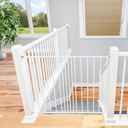 Safetots Top of The Stairs Screw Fitted Stair Gate, White Metal, 62.5cm - 106.8cm, Metal Baby Gate, Screw Fit Safety Barrier, Stylish and Practical Safety Gate