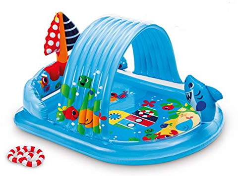 INTEX 57128MW Shark Play Center Inflatable Kiddie Pool, 61.5in x 51in x 33in, Ages 2+