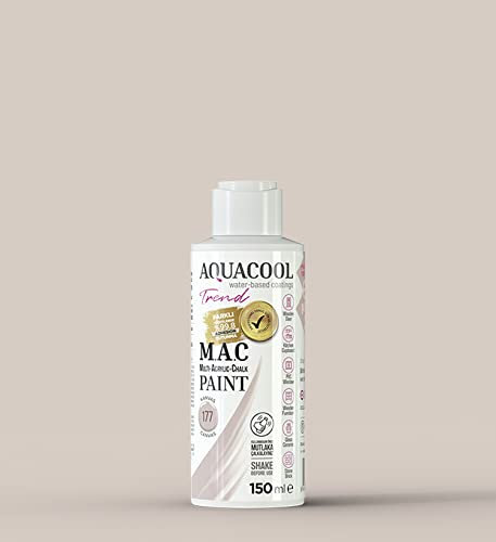 AquaCool Multi Surface, acrílico, tiza, mate, pintura de secado rápido, para uso interior y exterior en muebles, madera, plástico, vidrio, cerámica, piedra (150 ml, lienzo 177)