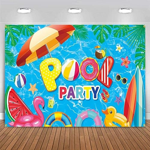 Sommar pool fest bakgrund simning födelsedag affisch dekor livboj för pojke flicka bakgrund pografi po bås bord banderoll