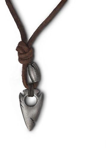 LOCAL LEAGUE Collier en Cuir Ajustable & Pendentif métallique en forme de POINTE DE FLÈCHE ‘OCEAN HUNTERS’ pour Homme, pour Petit ami, Surfeurs, Copain, Vacances Voyage Fête BEACH Party