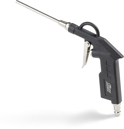 FIAC Pistolet Air Comprimé avec Buse de 2mm, Pistolet de Soufflage Compact, Buse à Canon Longue Additionnelle, Accessoire Compresseurs, Corps en Aluminium, Pression Max. 8 Bar, Noir