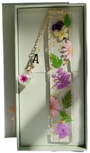Famweylami Cadeau Noël Femme Marque-pages Personnalisé Originale 26 Lettres, Lecture Cadeau Lumineux, pour Maîtresse Copine Fille Mère Grand-Mère, Fête et Anniversaire, avec Coffret Cadeau-A