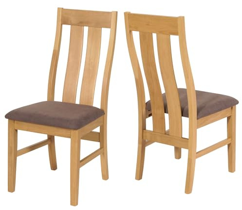 Juego de 2 sillas de comedor HWC-M58, silla de cocina, tela/textil de madera maciza, estructura clara, color topo