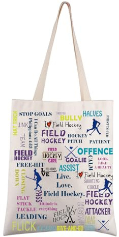 FEELMEM Field Hockey Tote Bag Girls Field Hockey Gift Field Hockey Player Shoulder Bag Hockey Team Gifts
