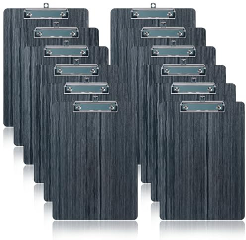 GUOKOFF Klemmbrett Holz, 12 Stück Klemmbrett A4, Schreibbrett Klemmbrett mit Metalklemme, Schreibplatte Klemmbretter Clipboard DIN A4