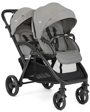 Joie evalite™ duo passeggino doppio, leggero, chiusura compatta, compatibile con sistema da viaggio, fronte mondo, parapioggia incluso – dalla nascita ai 3 anni (0–15 kg), pebble
