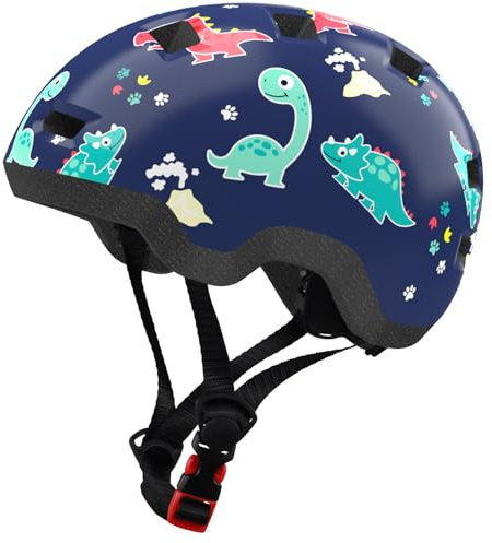 Casco de bicicleta para niños/niños pequeños para bebés/bebés a niños de 1/2/3/4/5/6/7/8 años, cascos para niños de edades 1-2/2-4/3-5/5-8, cascos de monopatín para niños y niñas-S-Dinosaurio