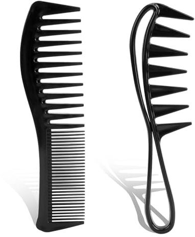 2 Stück Haarkamm Breitzahnkamm Doppelseitige Friseurkämme Grobzahn Lockenkamm Lockenkämme Haarfrisur Werkzeug Haarstyling Zubehör für Frauen Männer Lockiges Nasses Welliges Haarstyling