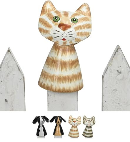 NETPROSHOP Kleine Zaunfigur Katze oder Hund Zaunhocker aus Metall Höhe ca. 8 cm, Auswahl:Luna