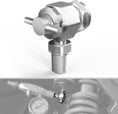NICECNC Válvula de llenado de nitrógeno Macho NPT de 1/8 Pulgadas Compatible with ATV, UTV, amortiguadores y puntales de Coche o Motocicleta con una válvula de llenado Schrader (vástago de neumático)