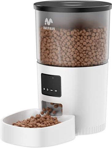 IMIPAW Distributore Automatico Cibo per Gatti - Alimentatore Intelligente 3L, Controllo APP, Timer Programmabile, 10 Pasti al Giorno, Dispenser Cibo per Cani Domestici di Taglia Piccola e Media