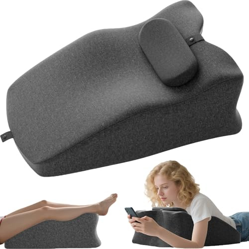 Cioquli Cuscino a cuneo per letto e divano, cuscino ergonomico per la schiena con cuscino, cuscino da reflusso con rivestimento lavabile, cuscino da lettura in memory foam per erigere a letto, dormire