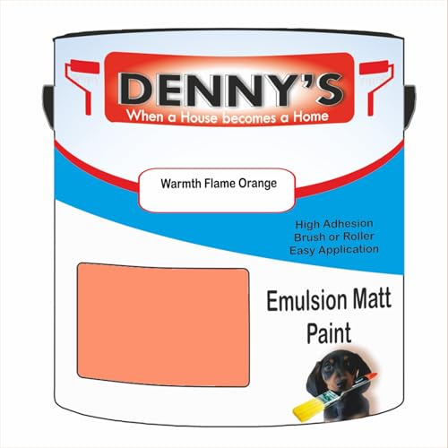Premium Interior Wall & Ceiling Emulsion Paint – Warmth Flame Orange – Rich Matt Finish, Durable & Washable, Low Odour, Ideal for Living Rooms, Bedrooms & Hallways (1 Litre Tin)