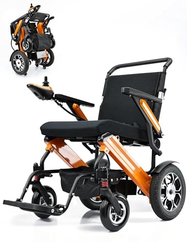 ZHaelyx Sedia a rotelle elettrica pieghevole con seduta ergonomica, 25 km per anziani, freno elettromagnetico, ideale per la mobilità nella vita quotidiana e in viaggio