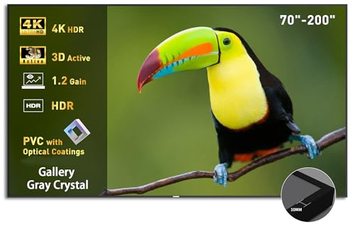 WUPRO Gallery Pantalla de Proyección Gray Crystal con Marco Fijo 16:9, 4K Ultra HD y 3D Mejorado, Montaje en Pared, Compatible con Proyectores ST/LT (No UST), para Luz Tenue, 150 Pulgadas