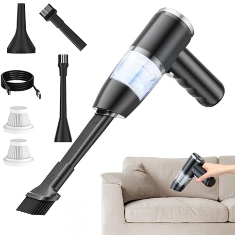 Aspirateur Manuel Sans Fil - Souffleur Mini Portable à Main - Aspirateur Portable Rechargeable USB Sans Câble - Pour Intérieur Voiture Camion Maison Bureau Poussière Animaux De Compagnie Sol Tap