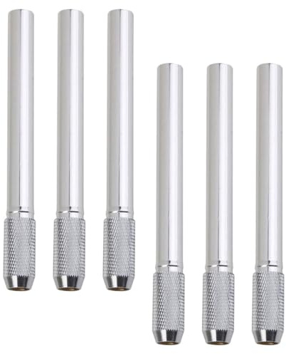 Abaodam Varillas de Extensión para Lápices de Acero Inoxidable Plateadas, 6 Piezas, Accesorio Portátil Ajustable para Dibujo Artístico y Papelería Escolar, Extensor Práctico para Lápices