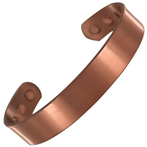 Stargems Pulsera magnética de cobre puro con 6 imanes, de cobre puro, para mujeres o hombres, incluye bolsa de regalo de terciopelo, 17.5 cm, Cobre