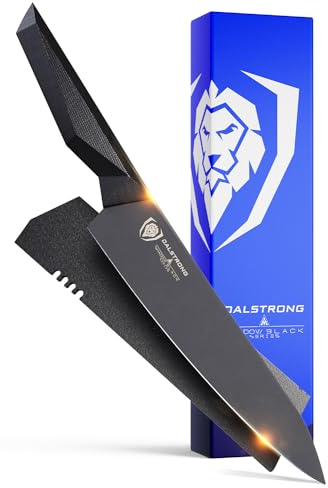 Dalstrong Chef Knife - 8 inch - Shadow Black Series - Black Titanium Nitride Coated - Razor Sharp Kitchen Knife - High Carbon 7CR17MOV-X Vacuum Treated Steel - Sheath - NSF Certified
