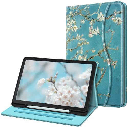 FINTIE Custodia per Samsung Galaxy Tab S6 Lite 10.4'' 2024/2022/2020 (SM-P620/P625/P613/P619/P610/P615) con S Pen Holder - [SlimShell] Multi-angli Leggero Morbida TPU Cover Case, Blossom