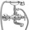 vidaXL 2-Griff Badewannenarmatur Handbrause Retro-Stil Wanne Mischbatterie Wasserhahn Badewannen Armatur Set Wannenarmatur Verchromt