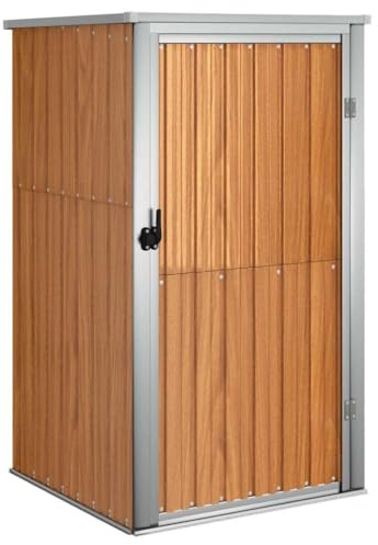 'vidaXL Garden Tool Shed – Galvanised Steel & Metal Storage House, with Convenient Door Handle, Rainwater-Proof Roof, Brown
