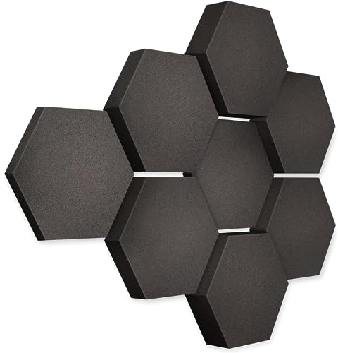 platino24 Akustikpaneele 8 Elemente Edition LOFT 3D I Ø 300mm Akustikplatten Schalldämmung Wand & Decke I Akustikschaum Schall-Absorber aus Basotect 30-70mm mit Akustikbeschichtung Farbe: Anthracite