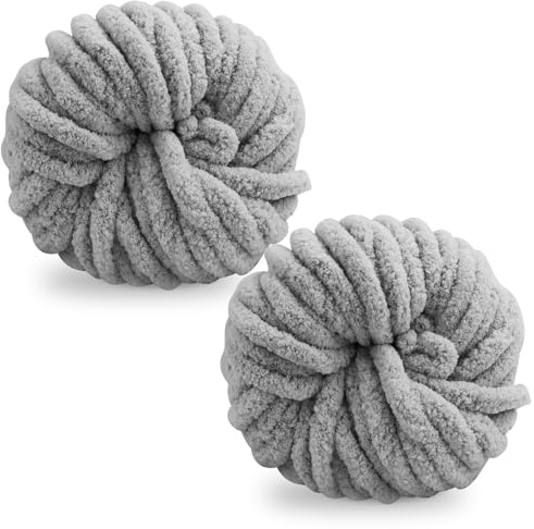 Chunky Wool Yarn 250g × 2, Multi-Colored Knitting Yarn for Crochet, 2cm Soft Knitting Wool for Making Handmade Bags Hats Blankets Pillow Cushion Cat Bed