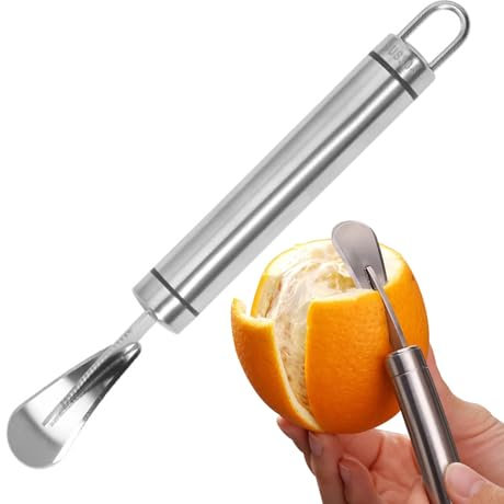 Fellflying Orangefarbenes Grapefruitmesser Aus Edelstahl | 7/9 Zoll Orangenschäler | Citrusfruits Zitronenmesser Mit Langem Griff | Effizientes Schälwerkzeug Für Zitrusfrüchte