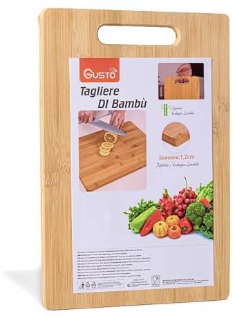 IPEA Tagliere Rettangolare in Legno per Verdure, Frutta, Salame - Tagliere da Cucina Multiuso per Tagliare e Servire Antipasti, Pane, Verdure, Formaggi - Vassoio in Bambù con Occhiello