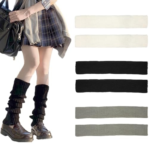 ARROMI 3 Pairs Leg Warmers for Women and Girls - White, Black, Ankle Warmers for Ballet, Dance, Skating - 80s Style