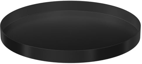 Hrlace Plateau décoratif rond noir - Plateau de service - Plateau décoratif en métal - Décoration de table - Bijoux - Organisateur cosmétique - Assiette à bougie - Plateau à café pour salon, salle de