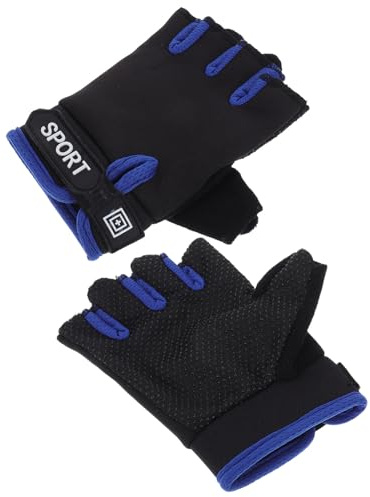 LRXIYODE de Cyclisme Demi-Doigts Garçon et Filles Bleu M Antidérapants en Nylon Respirant Protection Mains pour Draisienne Trottinette et Activités de Plein Air