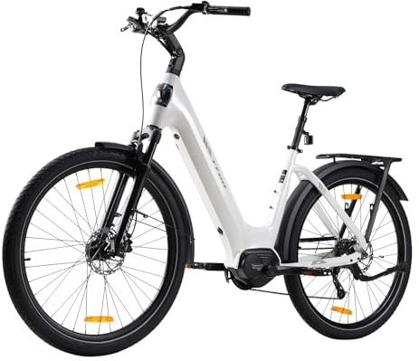 ttgo E-Bike 27,5 Zoll mit 250W Mittelmotor, Elektrofahrrad mit 36V 18Ah Akku, 9-Gang Schaltung, Reichweite bis 110-130 km, Leichtes Aluminium E-Citybike, Z5 (Platinweiß)