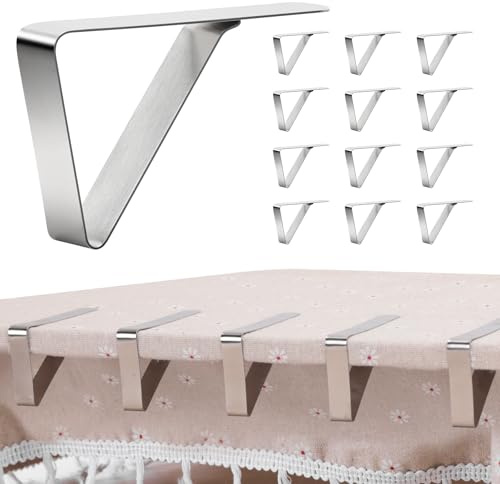 12 PCS Metal Tablecloth Clips Holder Securing Outdoor & Indoor Table Cloth
